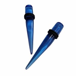Ear Gauges Stretch Plugs Tapers Transparent Blue Lightweight